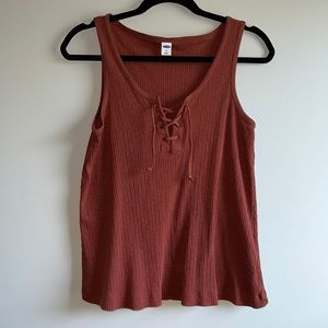 OLD NAVY Sleeveless Lace Up Tank atop Size Medium